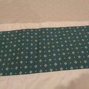 Custom made deep teal and cream valances:  Set of 2